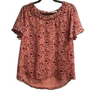 Pleione Pink Floral Flutter Sleeve Blouse Size S Small